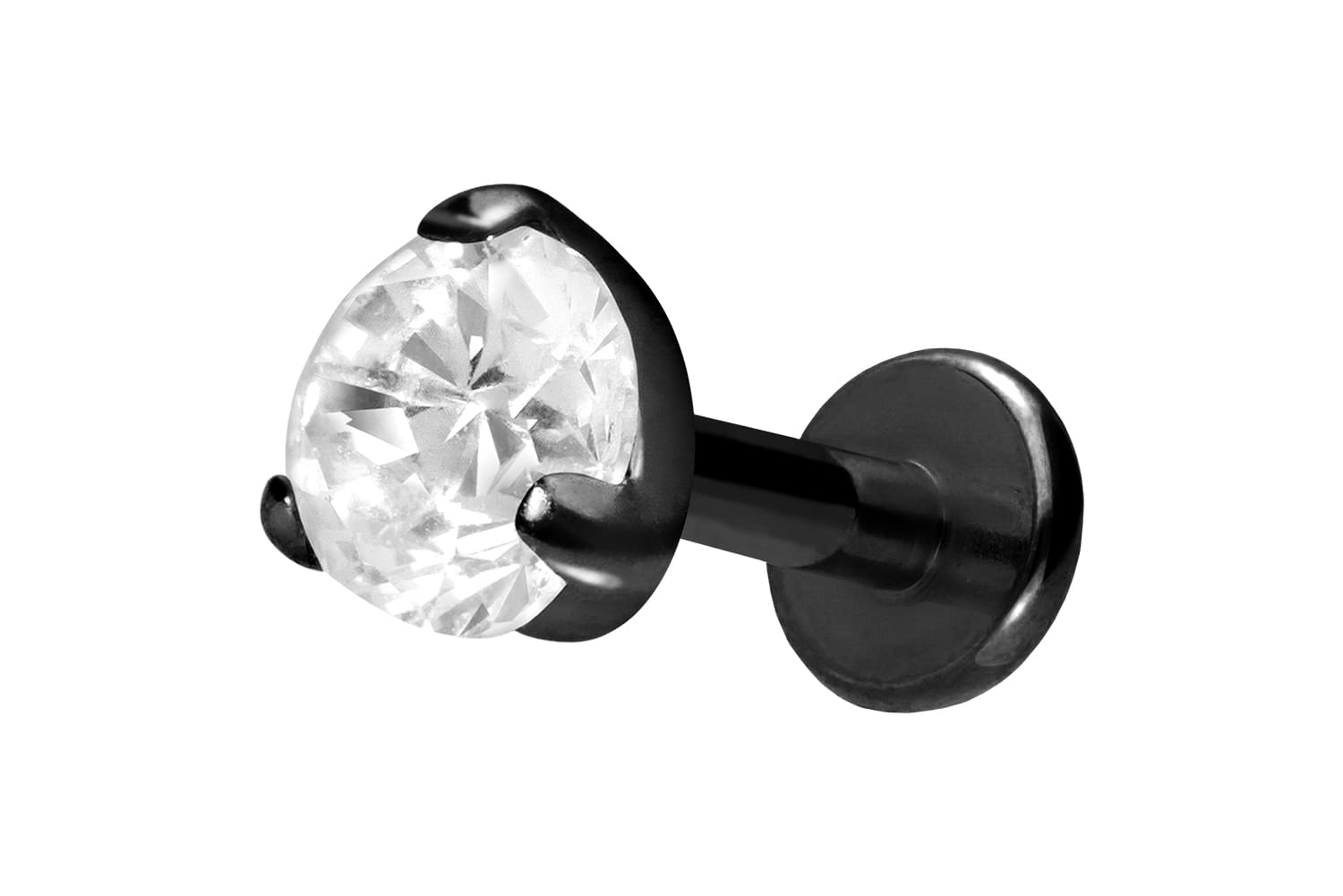 Titan Labret Piercing mit Innengewinde EINGEFASSTER KRISTALL